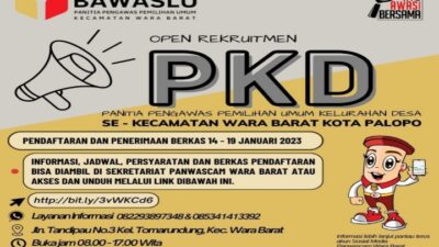 Panwaslu Kecamatan Wara Barat Segera Buka Pendaftaran PKD, Berikut Syarat-Syaratnya